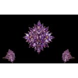 Amethyst Marquise Cut Cluster Lozenge Ring, a 4.