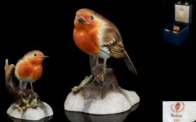 Royal Crown Derby Hand Painted Porcelain Bird Figure ' Robin ' Date 1991,