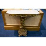 Reproduction Italian Style Figural Console Table Gilt support with putti figure and reconstituted