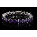 Amethyst Trillion Cut Tennis Bracelet, 22cts of rich,