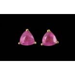 Pink Sapphire Stud Earrings, two trillion cut solitaire pink sapphires, totalling 2.