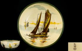 Royal Doulton Series Ware - Impressive and Large Footed Bowl ( Rare In this Size ) ' Sailing Ships '