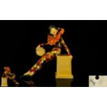 Wade - Art Deco Period Hand Painted Ceramic Figure of a Female Harlequin / Pierrette Called ' Anita