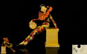 Wade - Art Deco Period Hand Painted Ceramic Figure of a Female Harlequin / Pierrette Called ' Anita