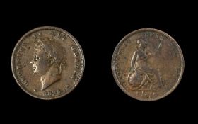 George IV 1825 Bronze Penny In poor condition,