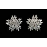 Diamond 'Starburst' White Gold Cluster Earrings,