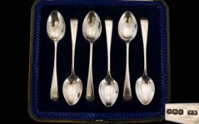 George V Set of Six ( 6 ) Silver Teaspoons. Hallmark Sheffield 1918, Maker H.