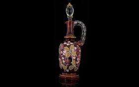 A Cranberry Glass Decanter Oil decanter of slim,