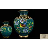 Henri Bequet Quaregon Hand Painted and Enamel Large Globular Shaped Vase ' Bird of Paradise ' and