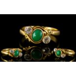 Antique Period Attractive 22ct Gold Turquoise and Diamond Set Dress Ring, Hallmark Birmingham 1916,