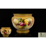 Royal Worcester Hand Painted and Signed Large Jardiniere ' Roses ' Still Life.