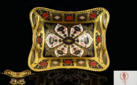 Royal Crown Derby - Large and Impressive Old Imari Pattern Solid Gold Band Twin Handle Basket Shaped