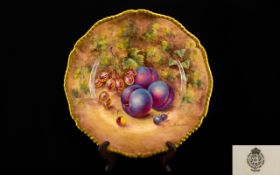 Royal Worcester Superb Quality and Large Signed Hand Painted Fruits Cabinet Plate ' Fallen Fruits '