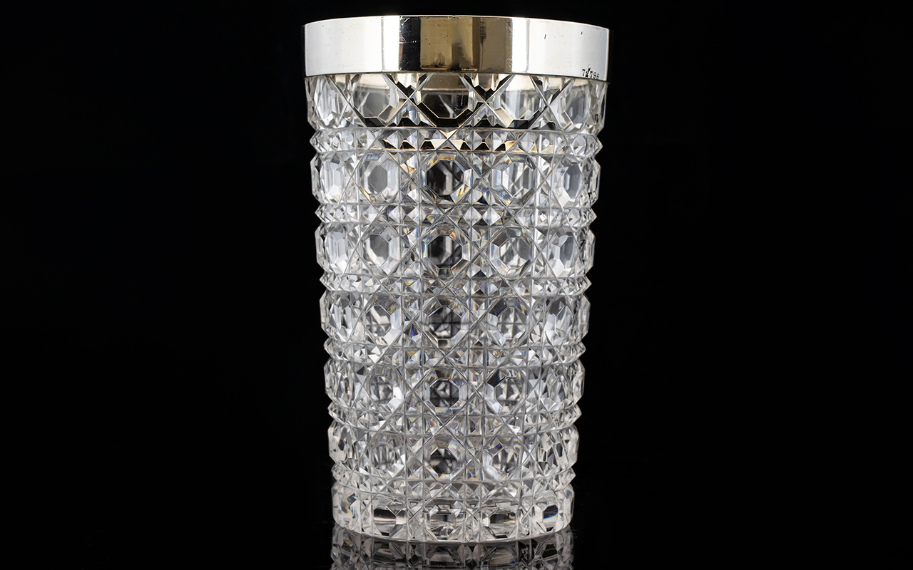 English Late 19th Century Stunning Sterling Silver and Hobnail Cut Crystal Locking Decanter - For - Image 3 of 3