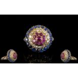 Antique Period Stunning Quality 18ct Gold Diamond / Sapphire / Ruby Set Cluster Ring of Circular