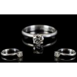 Contemporary Design 18ct White Gold Single Stone Diamond Ring,
