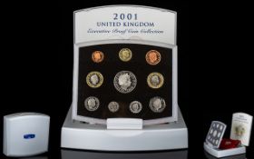 Royal Mint United Kingdom 2001 Executive Proof Coin Collection ( 10 ) Coins. Glimpses of the