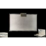 Elizabeth II Superb Quality Engine Turned Rectangular Shaped Silver Hinged Card Case,