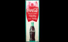 Coca Cola Advertising Interest Circa 1960's Tin Sign With fishtail archiform logo.