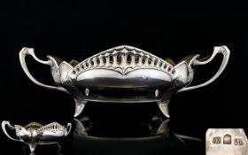 W M F Jugendstil Silver Plated Centrepiece Bowl Ovoid form footed bowl with twin handles in the