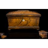 Early Victorian Period Large Sarcophagus Shaped Rosewood Tea Caddy, Ivory Escutcheon, No Caddy