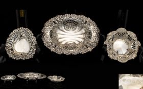 Edwardian Period Various Nice Quality Silver Footed Bon Bon Dishes ( 3 ),