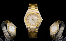 Ebel Ladies Bimetal Wristwatch In 18ct Gold And Stainless Steel Mother of pearl dial, gilt Roman