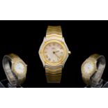 Ebel Ladies Bimetal Wristwatch In 18ct Gold And Stainless Steel Mother of pearl dial, gilt Roman