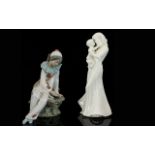 Nao by Lladro Figure ' Young Harlequin ' Figure with Lute and Reading Letter. 7 Inches - 17.