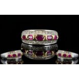 18ct White Gold Ruby and Diamond Set Half Eternity Ring,