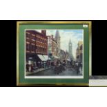 Tom Dodson Signed Print 'Fishergate Preston' Framed and mounted under glass,