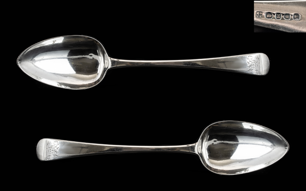 George III - Peter and William Bateman Pair of Solid Silver Basting Spoons. Solid Construction.