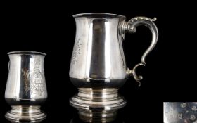 George III Solid Silver Tankard of Plain Form, Scroll Handle.