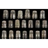 Antique Period Good Collection of White Metal Thimbles - Some Silver ( 20 ) Thimbles In Total. c.