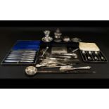 A Mixed Collection Of Silver Handled Cutlery And Dress Accessories To include toasting fork,