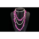 Two Contemporary Pearl Necklaces Each in very good, unworn condition to include long pearl