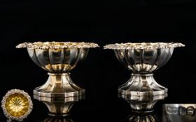 George IV Superb Quality - Matched Pair of Cast Silver Salts with Gilt Interiors.