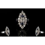 18ct Diamond Cluster Ring, Marquise Shap