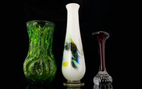 Three Art Glass Vases Each in good condi