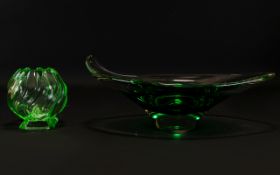 Murano Green Glass Bowl Handblown ovoid
