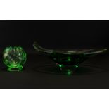 Murano Green Glass Bowl Handblown ovoid