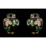 A Pair Of Oriental Cloisonne Lidded Jars