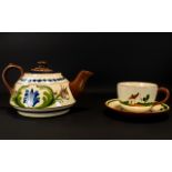 Oversized Cornish Slipware Teapot And Cu