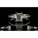 Platinum Emerald Cut Diamond Ring The ce