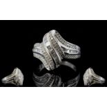 Diamond 'Wave' Ring, a row of baguette c