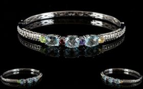 Sky Blue Topaz and Multi Gem Bangle, thr