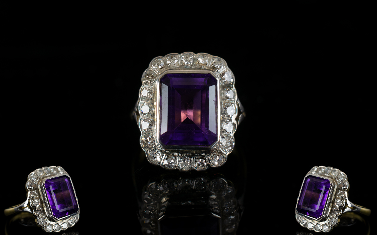 18ct Gold - Superb Quality Amethyst and