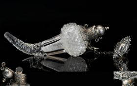 Antique Silver And Cut Glass Horn Of Plenty Scent Bottle Chatelaine clear cut glass bottle with