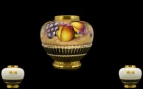 Royal Worcester Quality Hand Painted - Oviform Shaped Pot Pouri Vase,