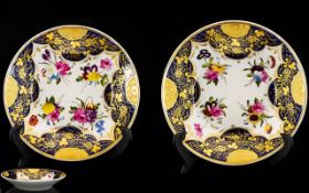 Coalport - Good Quality Porcelain Mid 19th Century Hand Painted Bowl / Dish, Cobalt Blue and Gold